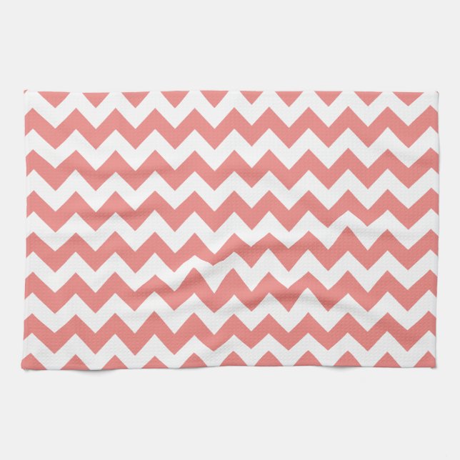 Linge De Cuisine Corail clair Chevron Stripes (Horizontal)
