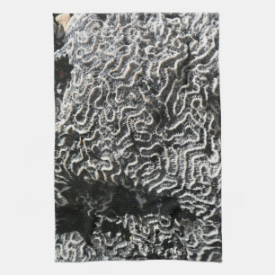 Linge De Cuisine Corail noir et blanc I Abstrait Nature Photo