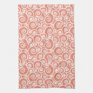 Linge De Cuisine Corail rose Blush Abstrait Motif de coquillages To