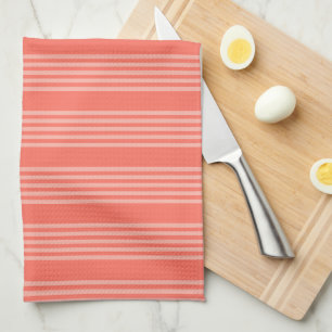 Linge De Cuisine Corail vivant cinq bandes motif