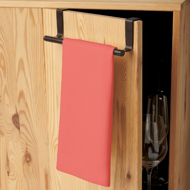 Linge De Cuisine Corail vivant couleur solide (Pliage en tiers)
