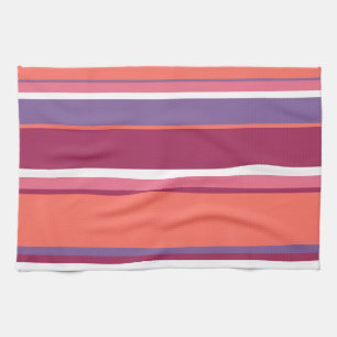 Linge De Cuisine Corail vivant, rouge et violet
