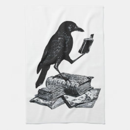 Linge De Cuisine Corbeau magique avec des livres académiques