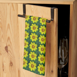 Linge De Cuisine Coréopsis jaune et bronze Motif floral