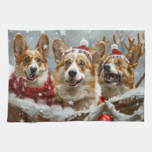 Linge De Cuisine Corgi Chien Noël Festif