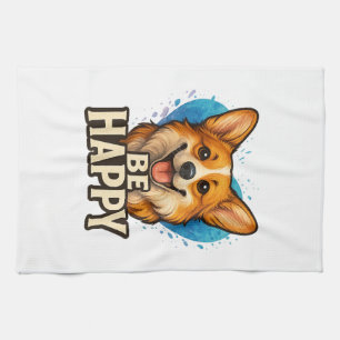 Linge De Cuisine Corgi heureux avec cœur coloré - Conception pour a