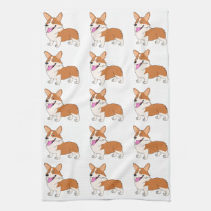 Linge De Cuisine Corgis rouges et blancs