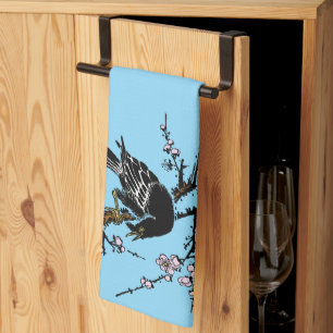 Linge De Cuisine Corneille japonaise vintage et fleurs de cerisiers