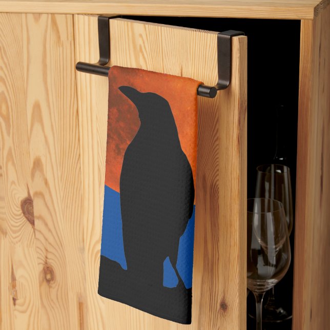 Linge De Cuisine Corneilles, Oiseaux noirs Lune & Ravens (Pliage en tiers)