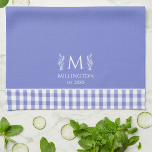 Linge De Cuisine Cornflower Blue En vichy Personnalisé Nom personna