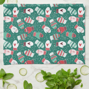 Linge De Cuisine Cosy hiver Noël Mittens Motif en vert
