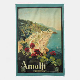 Linge De Cuisine Côte italienne d'Amalfi, Poster Vintage voyage Ita