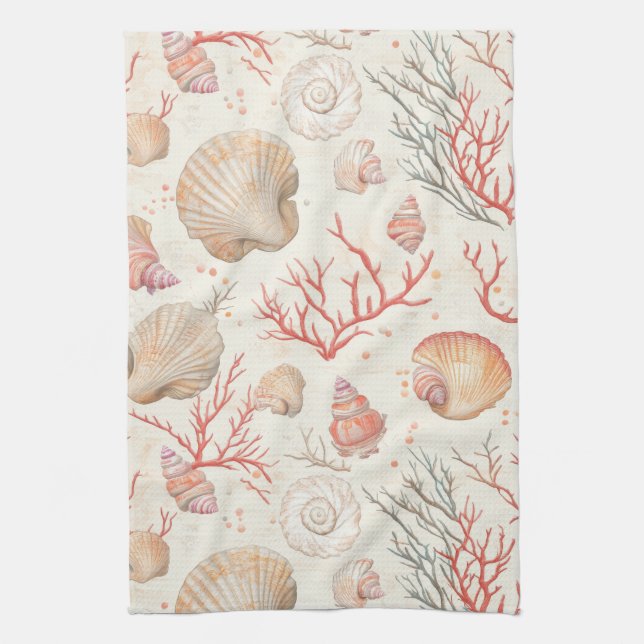 Linge De Cuisine Côtière rustique - Coquillages, Starfish, Reef (16 (Vertical)