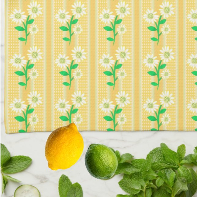 Linge De Cuisine Cottage de Campagne Blanc Vert Jaune Tournesols (Great absorbent dish towel. Nice hostess gift!)