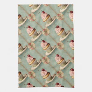 Linge De Cuisine Cottagecore Vintage Pays Français Cupcake Rose