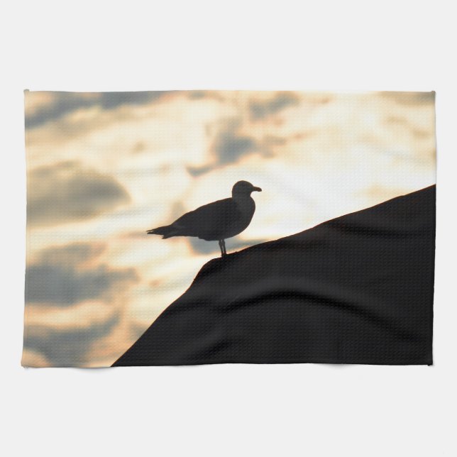 Linge De Cuisine Coucher de soleil de Sea Gull (Horizontal)
