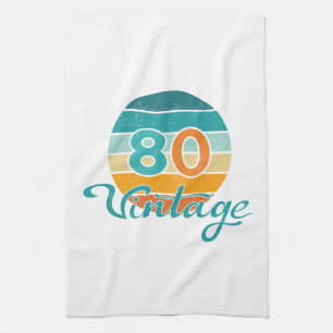 Linge De Cuisine Coucher de soleil rétro 80 Vintage en détresse