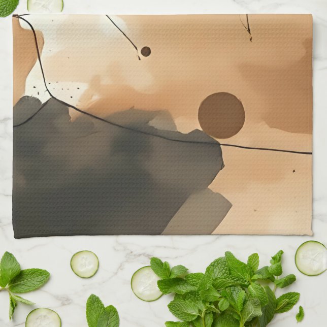 Linge De Cuisine Couches d'aquarelle beige Abstraites (Plié)