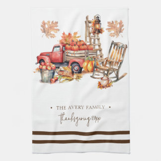 Linge De Cuisine Couleur d'aquarelle de nom de famille personnalisé