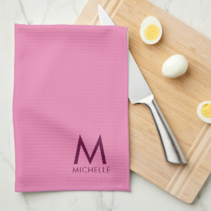 Linge De Cuisine Couleur de texte personnalisée Élégant Modèle rose