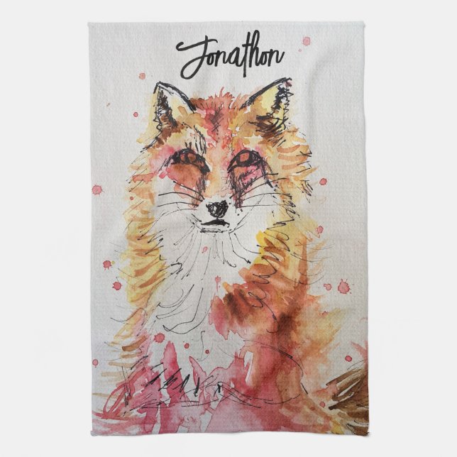 Linge De Cuisine Couleur pastel du mou Fox animal (Vertical)