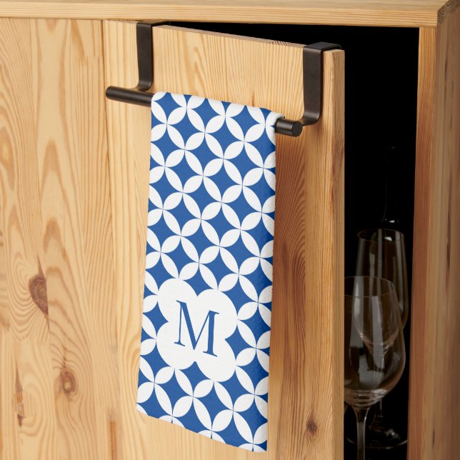 Linge De Cuisine Couleur personnalisée du monogramme motif du quart (Pliage en tiers)