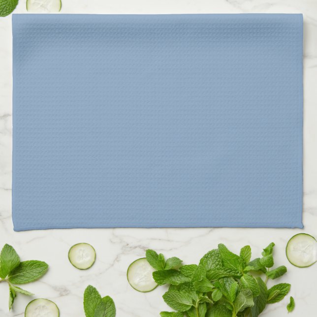 Linge De Cuisine Couleur uni bleu pastel bleu poussiéreux (Plié)