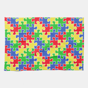 Linge De Cuisine Couleurs primaires lumineuses Jigsaw Puzzle Pièces