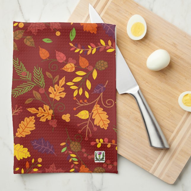 Linge De Cuisine Country Bumpkins Fall Leaves Kitchen Towel 53086a5 (Quart Plié)