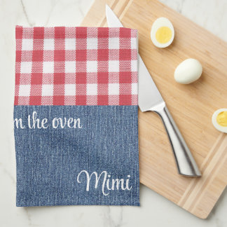 Linge De Cuisine Coupe personnalisée rouge et blanc chèque bleu Den