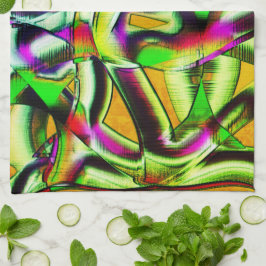 Linge De Cuisine Coupes tordues colorées de chaux..., rayures entai