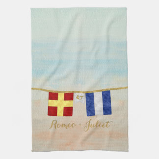 Linge De Cuisine Couples Monogramme Signal Maritime Drapeaux Aquare