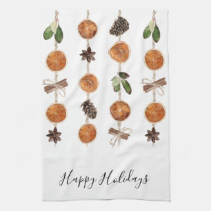 Linge De Cuisine Couronne de Noël personnalisée Citrus Rustique