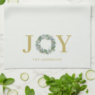 Linge De Cuisine Couronne de Noël personnalisée "Joie"