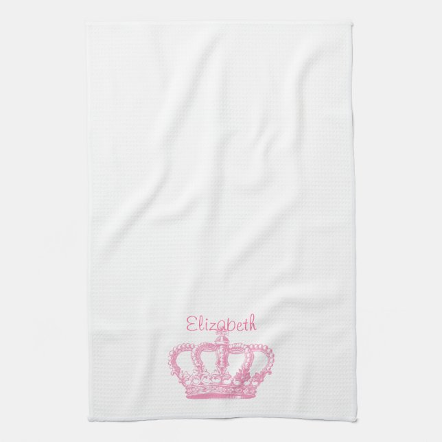 Linge De Cuisine Couronne rose mignonne votre texte (Vertical)