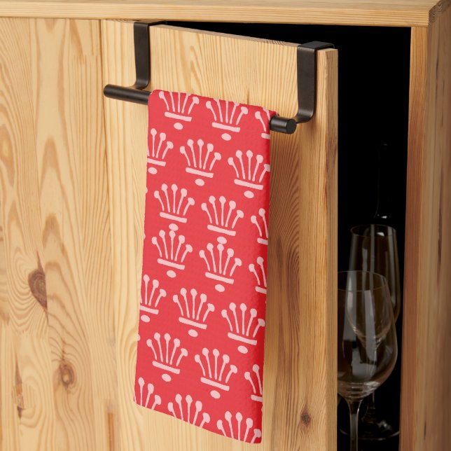 Linge De Cuisine Couronnes roses Rouge (Pliage en tiers)