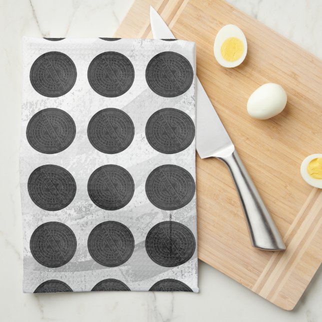 Linge De Cuisine Couvercles de trou en marbre noir (Quart Plié)