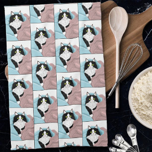 Linge De Cuisine Couvertures de chat smoking fantaisiste rose et bl