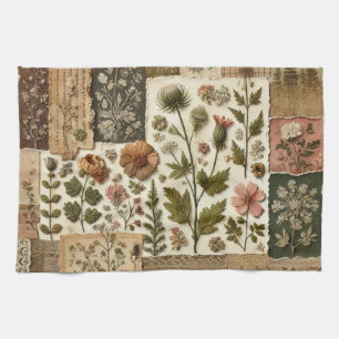 Linge De Cuisine Couvre-lit Patchwork Rose Fleur Verte Rustique
