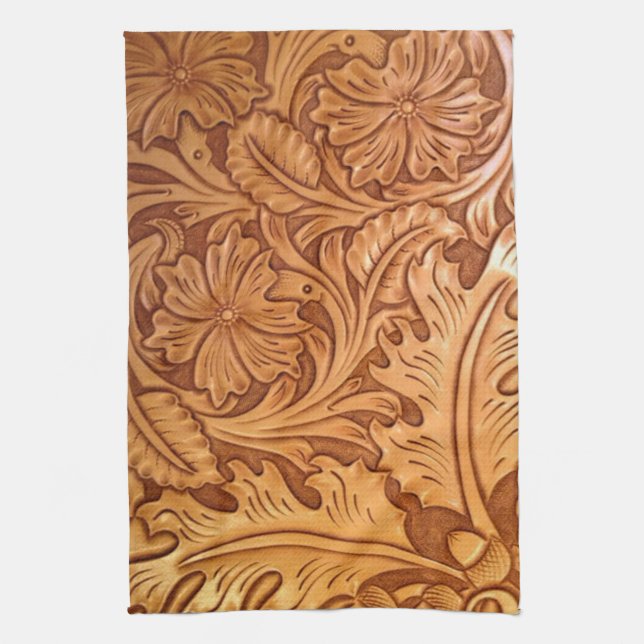 Linge De Cuisine Cow-boy brun rustique en cuir occidental (Vertical)