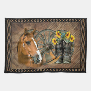 Linge De Cuisine Cowboy de Western Horse Cowboy Cowboy Hat Wagon Wh