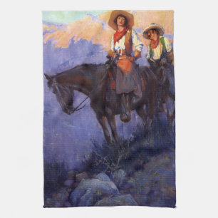 Linge De Cuisine Cowboys vintages, Homme et femme à cheval, Anderso