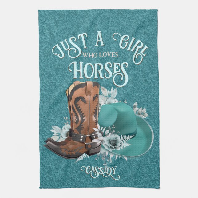 Linge De Cuisine Cowgirl citation turquoise cuir cowboy bottes chap (Vertical)