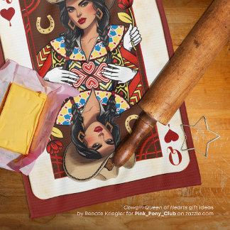 Linge De Cuisine Cowgirl Midwest Queen of Hearts Card - Love Luck
