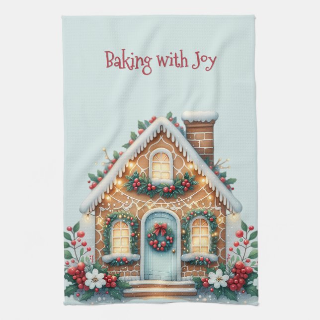 Linge De Cuisine Cozy Gingerbread House Holiday Illustration (Vertical)