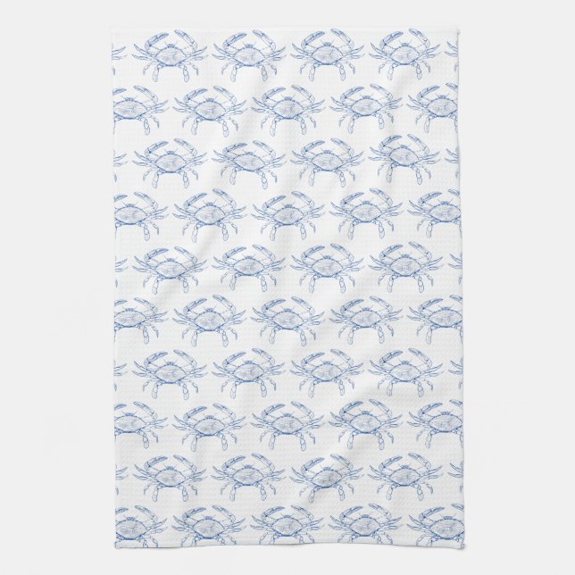 Linge De Cuisine Crabes bleus et blancs de Preppy (Vertical)
