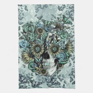 Linge De Cuisine Crâne rose de rétro papillon