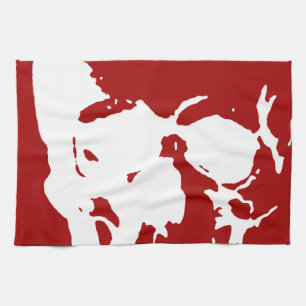 Linge De Cuisine Crâne - Rouge & Blanc métal Imaginaire Art