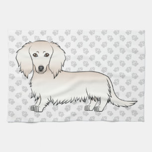 Linge De Cuisine Cream Long Cheveux Dachshund mignonette Cartoon Ch