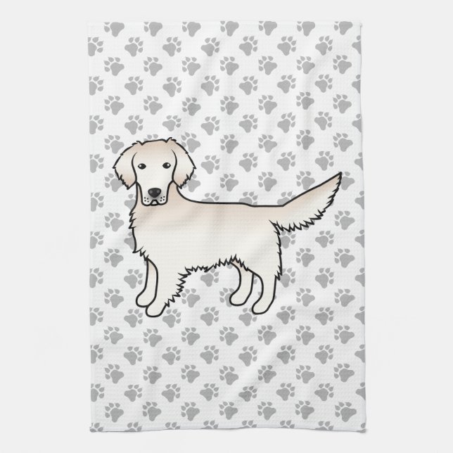 Linge De Cuisine Crème anglaise Golden Retriever Cartoon Chien & Pw (Vertical)